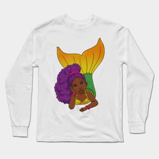 Beautiful Black mermaid girl design Long Sleeve T-Shirt